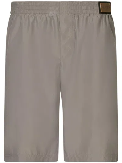 Dolce & Gabbana Logo-patch Detail Swim Shorts In Grey