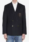 Dolce & Gabbana Double-breasted Jacket With Patch In Blue