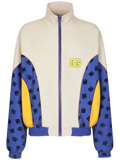 Dolce & Gabbana Logo-patch Knit Sports Jacket In Combined Colour
