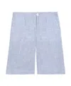 Dolce & Gabbana Logo-patch Linen Bermuda Shorts In Blue