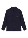 Dolce & Gabbana Logo-patch Linen Shirt In Blue