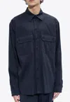 Dolce & Gabbana Logo-patch Long-sleeved Shirt In Navy