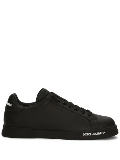 Dolce & Gabbana Round-toe Low-top Casual Shoes In Black