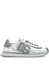 Dolce & Gabbana Logo-patch Metallic Sneakers In Silver