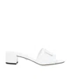 Dolce & Gabbana White Mules With Low Heel And Dg Millennials Detail In Smooth Leather Woman In White