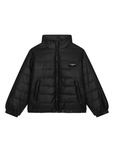 Dolce & Gabbana Kids' Logo-patch Padded Jacket In Black