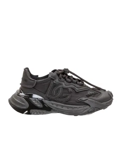 Dolce & Gabbana Logo-patch Panelled Sneakers In Black