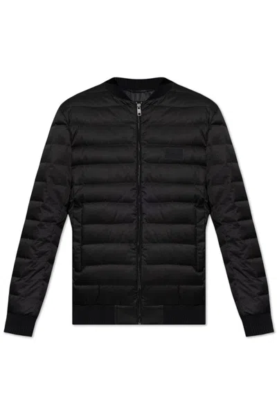 Dolce & Gabbana Logo Patch Quilted Bomber Jacket In Black