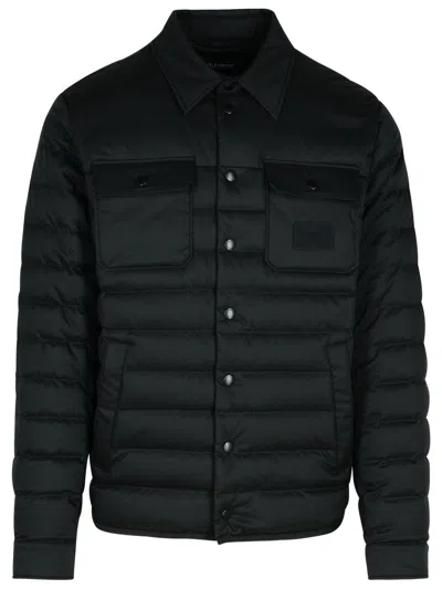 Dolce & Gabbana Logo Patch Quilted Down Jacket In Black