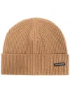 Dolce & Gabbana Logo-patch Ribbed Beanie In Neutrals