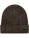 Dolce & Gabbana Logo-patch Ribbed-knit Beanie In Brown