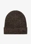 Dolce & Gabbana Logo-patch Ribbed-knit Beanie In Brown