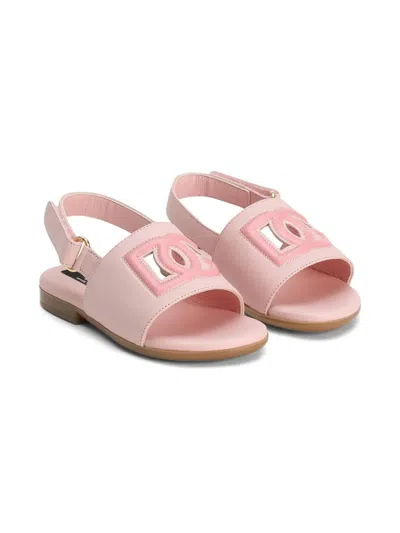 Dolce & Gabbana Kids' Logo-patch Sandals In Pink