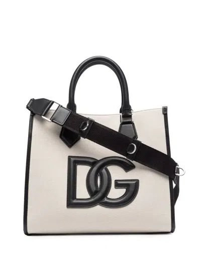 Dolce & Gabbana Logo-patch Tote Bag In Neutrals