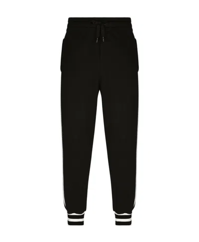 Dolce & Gabbana Logo-patch Side-stripe Sweatpants In Black