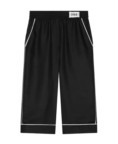 Dolce & Gabbana Logo-patch Silk Track Pants In Black