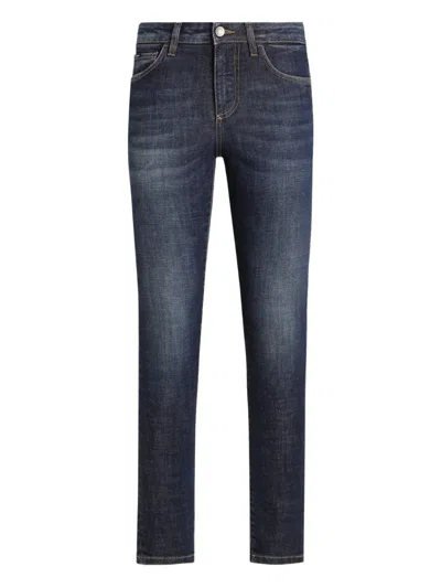 Dolce & Gabbana Logo-patch Skinny Jeans In Blue
