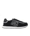 Dolce & Gabbana Dg Cushion Lace-detailed Suede Sneakers Shoes In Black