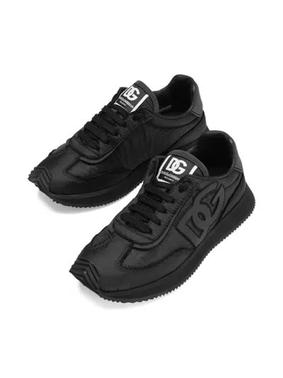 Dolce & Gabbana Kids' Logo-patch Sneakers In Black