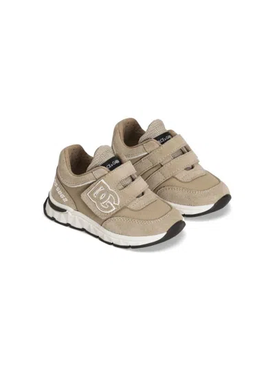 Dolce & Gabbana Kids' Logo-patch Sneakers In Neutrals