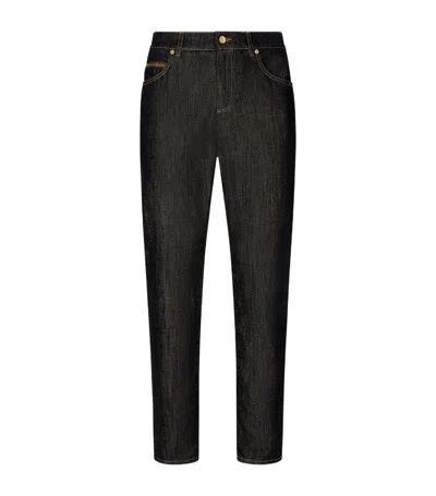 Dolce & Gabbana Logo Patch Straight Jeans In Multi