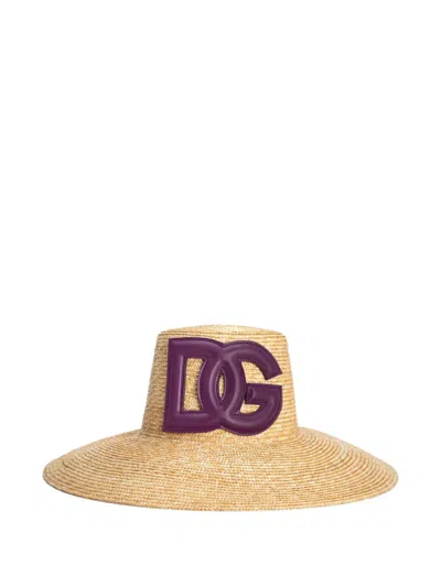 Dolce & Gabbana Sonnenhut Mit Logo-patch In Neutral