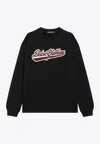 Dolce & Gabbana Dolce&gabbana Black Cotton Sweatshirt With Logo Patch In Black