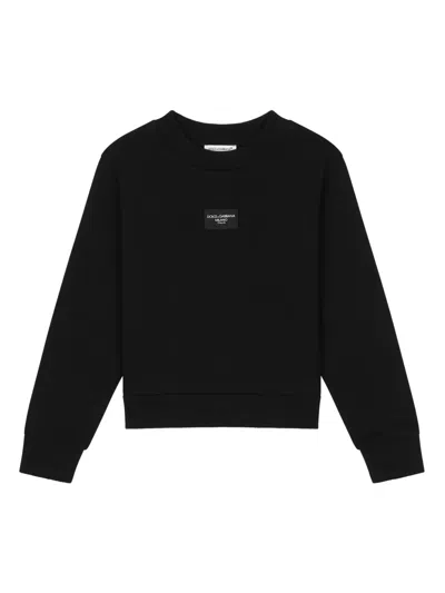 Dolce & Gabbana Kids' Logo-patch Sweatshirt In Black