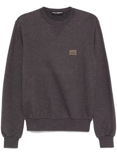 Dolce & Gabbana Logo-patch Sweatshirt In Grey