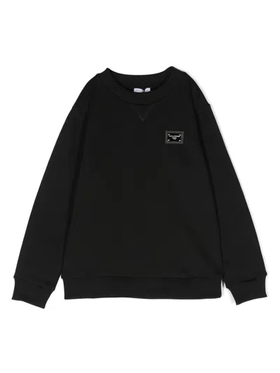 Dolce & Gabbana Kids' Logo-patch Sweatshirt In Schwarz