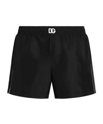 Dolce & Gabbana Swim Boxer Shorts With Logo In Black