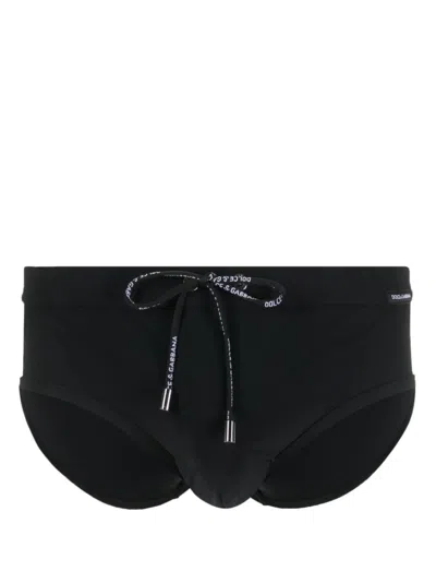 Dolce & Gabbana Badehose Mit Logo-patch In Black
