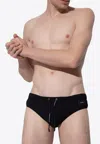 Dolce & Gabbana Logo-patch Swimming Trunks In Black