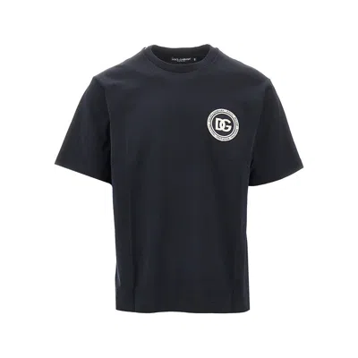 Dolce & Gabbana Logo Patch T-shirt In Blue