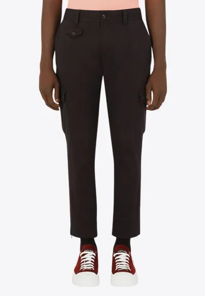 Dolce & Gabbana Logo Patch Tailored Cargo Pants In Blue