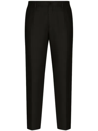 DOLCE & GABBANA LOGO-PATCH TAILORED-CUT TROUSERS