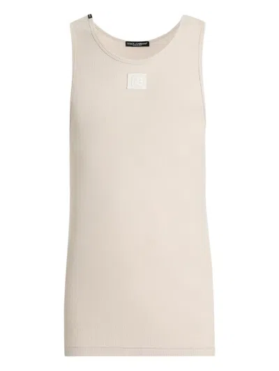 Dolce & Gabbana Logo-patch Tank Top In Neutral