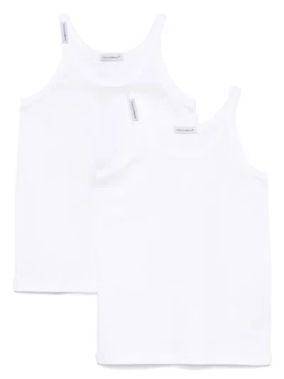 Dolce & Gabbana Kids' Logo-patch Tank Top (pack Of Two) In White