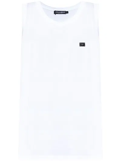 Dolce & Gabbana Logo-patch Tank Top In White