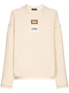 Dolce & Gabbana Logo-patch Textured Sweatshirt In Neutrals