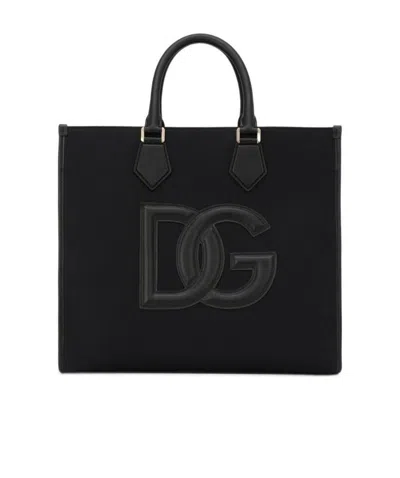 Dolce & Gabbana Logo-patch Tote Bag In Black