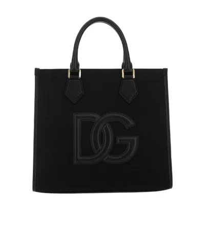 Dolce & Gabbana Logo-patch Tote Bag In Black