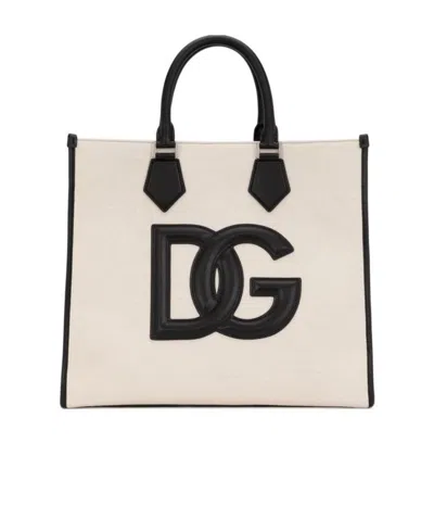 Dolce & Gabbana Logo-patch Tote Bag In White