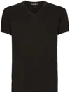 Dolce & Gabbana T-shirt Mit V-ausschnitt In Black