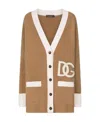 Dolce & Gabbana Logo-patch Virgin Wool Cardigan In Brown