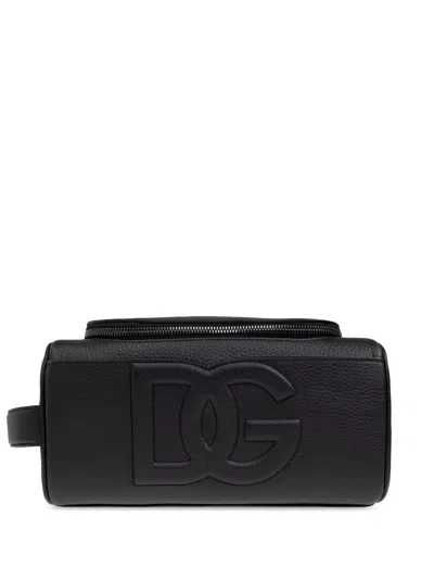 Dolce & Gabbana Logo-patch Wash Bag In Black