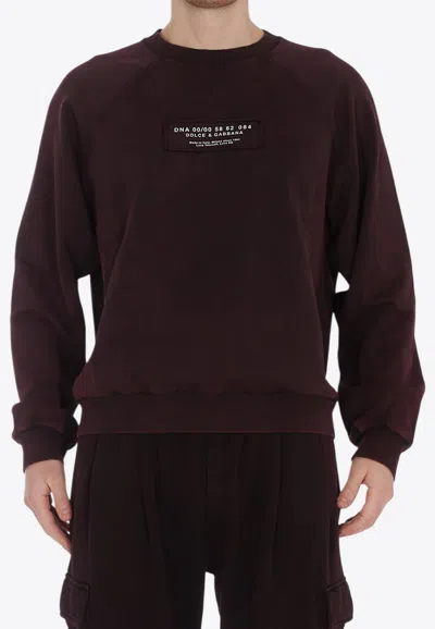 Dolce & Gabbana Logo Patch Washed Sweatshirt In Bordeaux