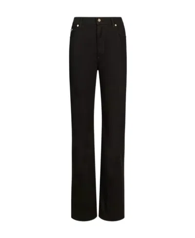 Dolce & Gabbana Logo-patch Wide-leg Jeans In Black