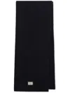 Dolce & Gabbana Logo-patch Wool Scarf In Black