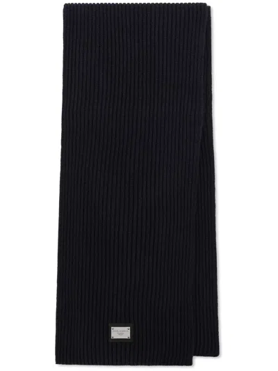 DOLCE & GABBANA LOGO-PATCH WOOL SCARF